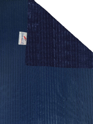 FABINALIV Navy Blue Striped 300 TC Woollen King Size Double Bedsheet with 2 Pillow Covers