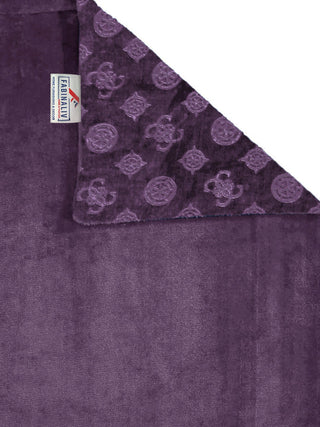 FABINALIV Raisin Purple Geometric 300 TC Woollen Embossed King Size Double Bedsheet with 2 Pillow Covers (250X225 cm)