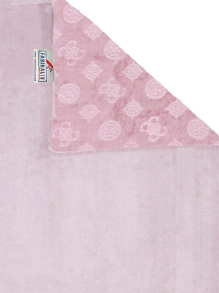 FABINALIV Baby Pink Geometric 300 TC Woollen Embossed King Size Double Bedsheet with 2 Pillow Covers