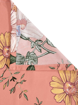 FABINALIV Orange Floral 300 TC Cotton Blend King Size Double Bedsheet with 2 Pillow Covers (250X225 cm)