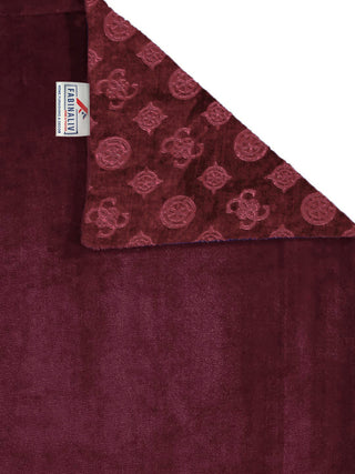 FABINALIV Maroon Geometric 300 TC Woollen Embossed King Size Double Bedsheet with 2 Pillow Covers