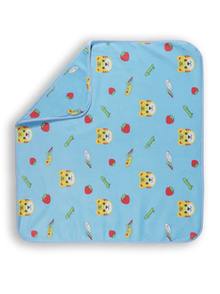 FABINALIV Infant Blue Cartoon Print Cotton Hooded Bath Towel (70X70 cm)