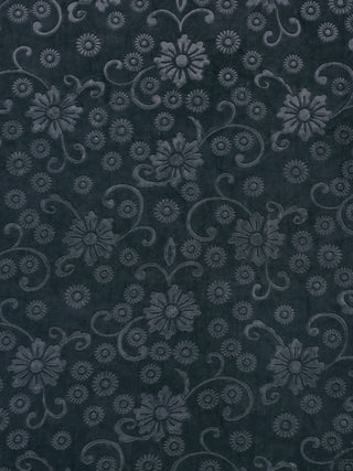 FABINALIV Dark Grey Floral 300 TC Woollen Embossed King Size Double Bedsheet with 2 Pillow Covers (250X225 cm)