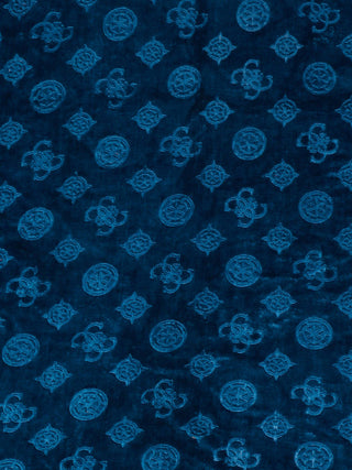 FABINALIV Navy Blue Geometric 300 TC Woollen Embossed King Size Double Bedsheet with 2 Pillow Covers (250X225 cm)