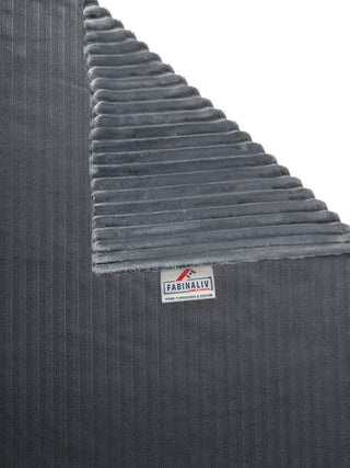 FABINALIV Grey Striped 300 TC Woollen King Size Double Bedsheet with 2 Pillow Covers (250X225 cm)