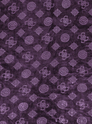 FABINALIV Raisin Purple Geometric 300 TC Woollen Embossed King Size Double Bedsheet with 2 Pillow Covers (250X225 cm)