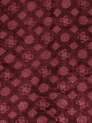 FABINALIV Maroon Geometric 300 TC Woollen Embossed King Size Double Bedsheet with 2 Pillow Covers