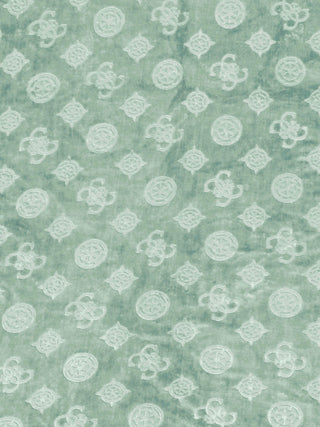 FABINALIV Light Green Geometric 300 TC Woollen Embossed King Size Double Bedsheet with 2 Pillow Covers