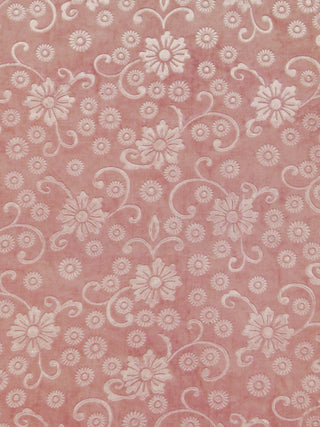 FABINALIV Peach Floral 300 TC Woollen Embossed King Size Double Bedsheet with 2 Pillow Covers