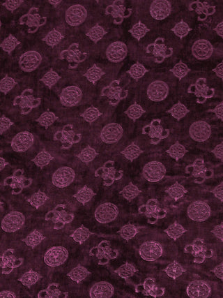 FABINALIV Wine Geometric 300 TC Woollen Embossed King Size Double Bedsheet with 2 Pillow Covers (250X225 cm)