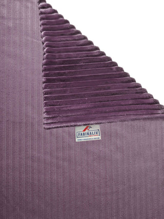 FABINALIV Purple Striped 300 TC Woollen King Size Double Bedsheet with 2 Pillow Covers (250X225 cm)
