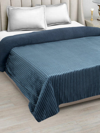 FABINALIV Blue Striped Mild Winter 450 GSM Micro Fiber Filling Double Bed Comforter