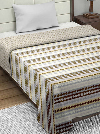 FABINALIV Multicolor Striped Reversible Mild Winter 350 GSM Micro Fiber Filling Single Bed Comforter