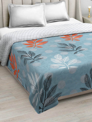 FABINALIV Blue Floral Reversible  350 GSM Micro Fiber Filling Double Bed AC Comforter