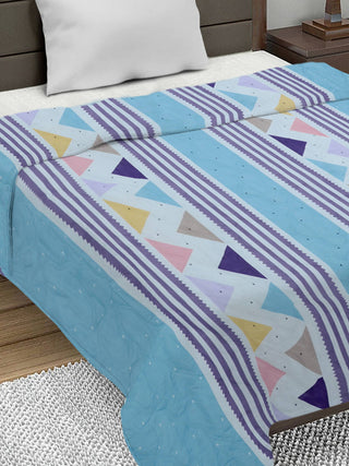 FABINALIV Multicolor Geometric Ultrasonic Quilted Reversible 350 GSM AC Room Single Bed Comforter