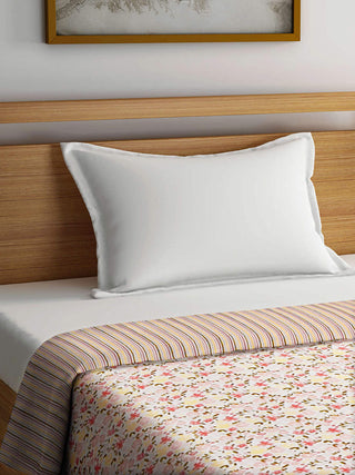 FABINALIV Multicolor Floral Reversible AC Room 300 GSM Pure Cotton Single Bed Dohar