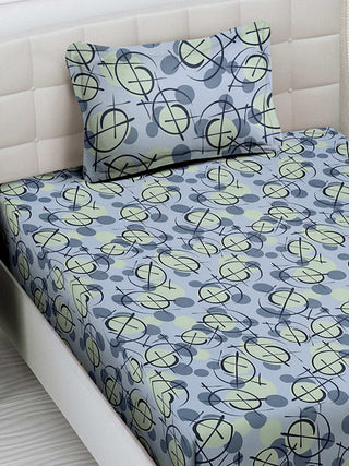 FABINALIV Multicolor Abstract 300 TC Cotton Blend Single Bedsheet with Pillow Cover (225X150 cm)