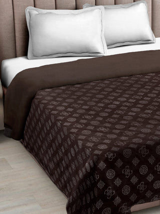 FABINALIV Coffee Geometric Mild Winter 500 GSM Embossed Woollen Double Bed Comforter