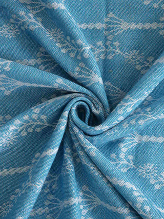 FABINALIV Blue Floral 350 TC 100% Cotton Handwoven Diwan Set