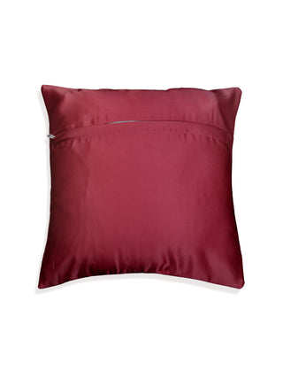 FABINALIV Set of 5 Maroon Floral Cotton Blend Square Cushion Covers (40X40 cm)