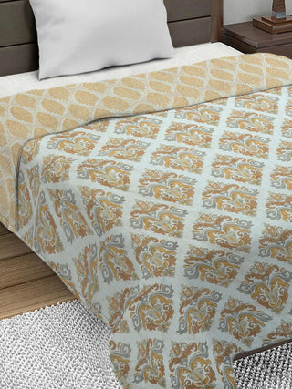 FABINALIV Multicolor Ethnic Ultrasonic Quilted Reversible 350 GSM AC Room Single Bed Comforter