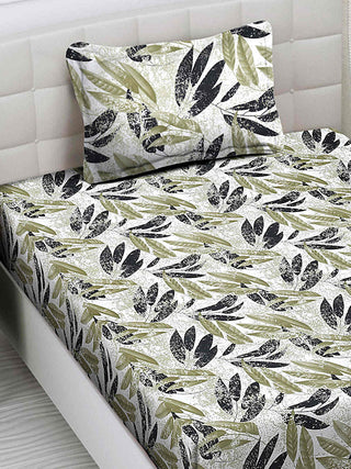 FABINALIV Multicolor Floral 300 TC Cotton Blend Single Bedsheet with Pillow Cover (225X150 cm)