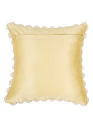 FABINALIV Set of 5 Beige Geometric Cotton Blend Square Cushion Covers (40X40 cm)
