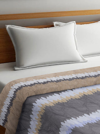 FABINALIV Multicolor Striped Reversible Mild Winter 350 GSM Micro Fiber Filling Double Bed Comforter