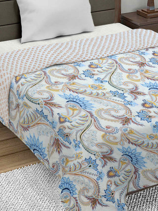 FABINALIV Multicolor Floral Ultrasonic Quilted Reversible 350 GSM AC Room Single Bed Comforter
