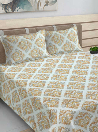 FABINALIV Multicolor Ethnic Cotton Blend King Size Ultrasonic Quilted Reversible Double Bedcover with 2 Quilted Pillow Covers (250X225 cm)