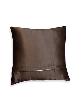 FABINALIV Set of 5 Coffee Geometric Cotton Blend Square Cushion Covers (40X40 cm)