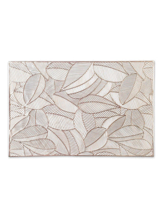 FABINALIV Set of 6 Gold Floral Textured PVC Table Mats (45X30 cm)