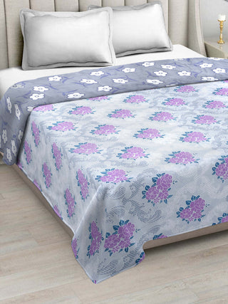FABINALIV Multicolor Floral Reversible  350 GSM Micro Fiber Filling Double Bed AC Comforter