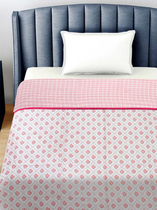 FABINALIV Rust Floral Reversible AC Room 300 GSM 100% Cotton Single Bed Dohar