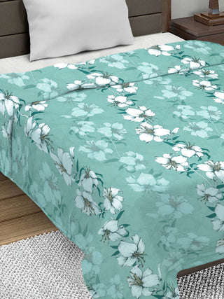 FABINALIV Green Floral Ultrasonic Quilted Reversible 350 GSM AC Room Single Bed Comforter
