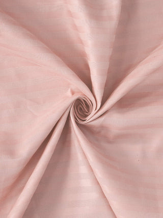 FABINALIV Peach Striped 300 TC Cotton Blend King Size Fitted Double Bedsheet with 2 Pillow Covers (250X225 cm)