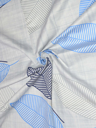 FABINALIV Blue Floral 300 TC 100% Cotton Super King Size Double Bedsheet with 2 Pillow Covers (270X270 cm)