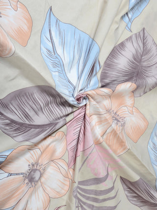 FABINALIV Multicolor Floral 300 TC Cotton Blend Super King Size Double Bedsheet with 2 Pillow Covers (270X270 cm)
