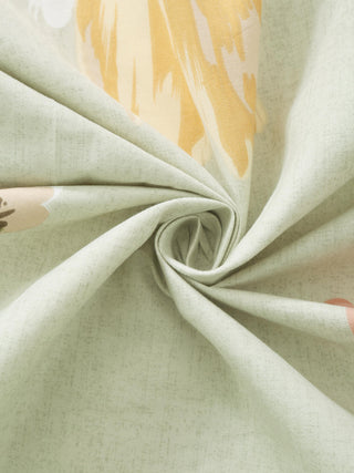 FABINALIV Multicolor Floral 300 TC Cotton Blend Single Bedsheet with Pillow Cover (225X150 cm)