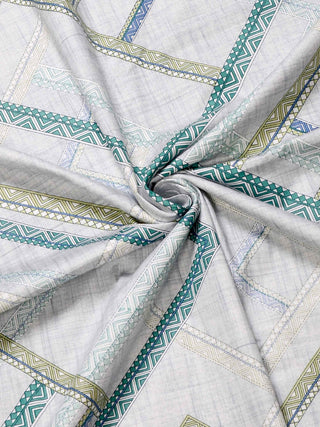 FABINALIV Multicolor Geometric 300 TC 100% Cotton King Size Double Bedsheet with 2 Pillow Covers (250X225 cm)