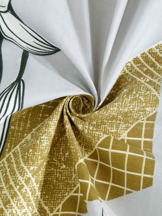 FABINALIV Multicolor Geometric 300 TC Cotton Blend Single Bedsheet with Pillow Cover (225X150 cm)