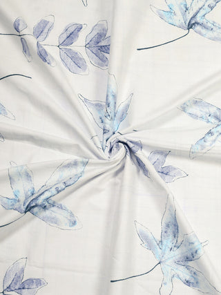 FABINALIV Blue Floral 300 TC 100% Cotton King Size Double Bedsheet with 2 Pillow Covers (250X225 cm)