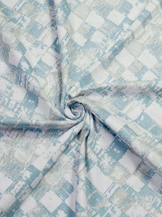 FABINALIV Blue Geometric 300 TC 100% Cotton King Size Double Bedsheet with 2 Pillow Covers (250X225 cm)