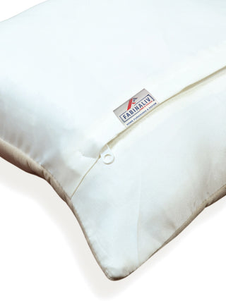 FABINALIV Set of 5 Cream Geometric Cotton Blend Square Cushion Covers (40X40 cm)