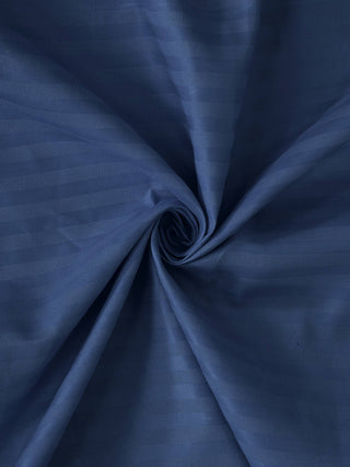 FABINALIV Navy Blue Striped 300 TC Cotton Blend King Size Fitted Double Bedsheet with 2 Pillow Covers (250X225 cm)