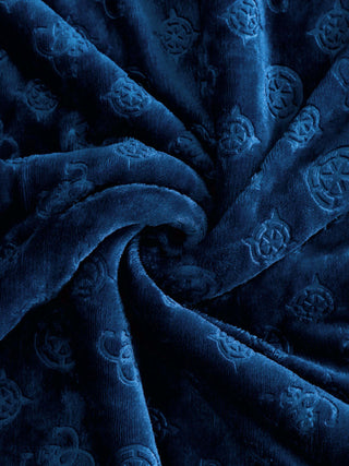 FABINALIV Navy Blue Geometric Mild Winter 500 GSM Embossed Woollen Double Bed Comforter