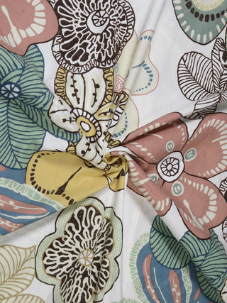 FABINALIV Multicolor Floral 300 TC Cotton Blend Super King Size Double Bedsheet with 2 Pillow Covers (270X270 cm)