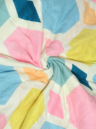 FABINALIV Multicolor Geometric Ultrasonic Quilted Reversible 350 GSM AC Room Double Bed Comforter