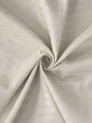FABINALIV Cream Striped 300 TC Cotton Blend King Size Fitted Double Bedsheet with 2 Pillow Covers (250X225 cm)