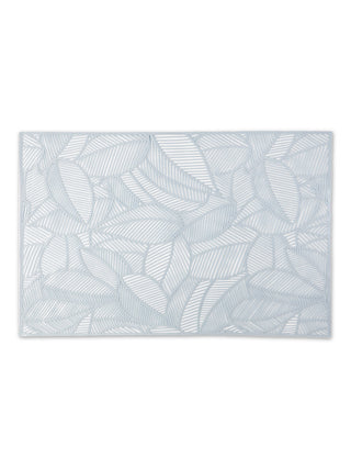 FABINALIV Set of 6 Silver Floral Textured PVC Table Mats (45X30 cm)
